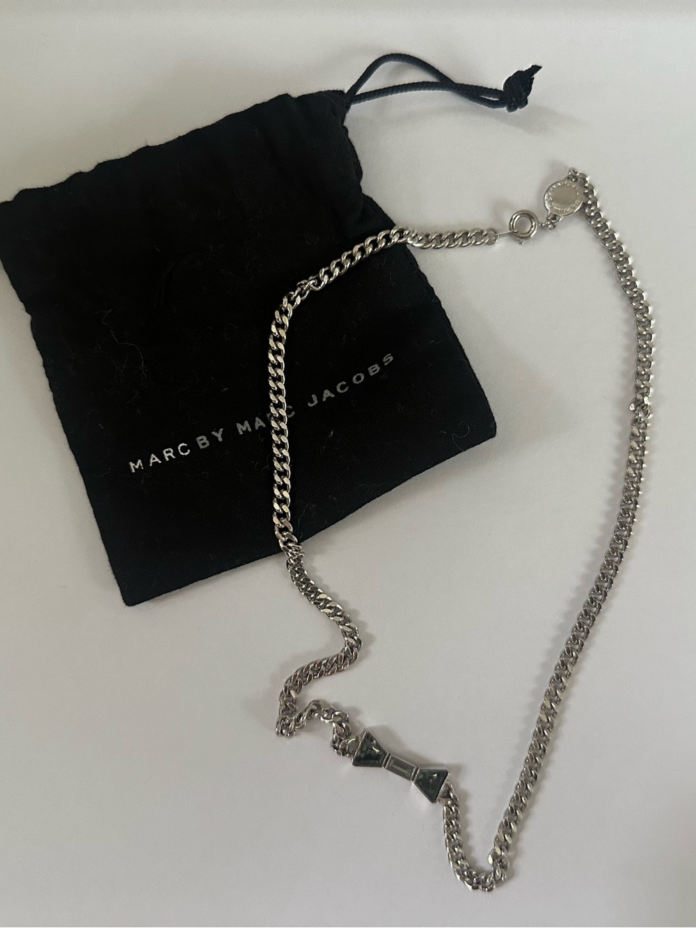 Marc by Marc Jacobs Silver Bow Chain Necklace